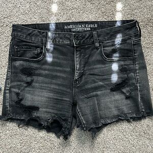 American Eagle Outfitters Black ripped/torn jean shorts